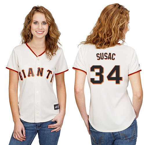 Andrew Susac #34 mlb Jersey-San Francisco Giants Women's Authentic Home White Cool Base Baseball Jersey